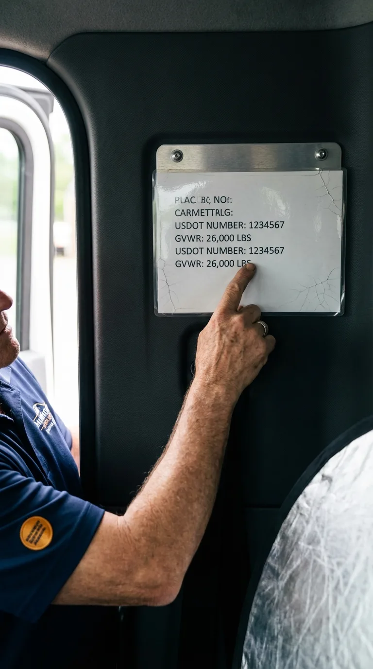 USDOT licensing placard verification in Alum Creek
